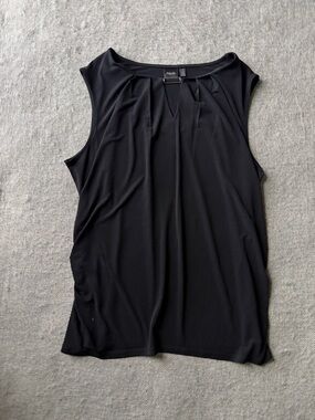 Rafaella Black Sleeveless Pleated Front Tank